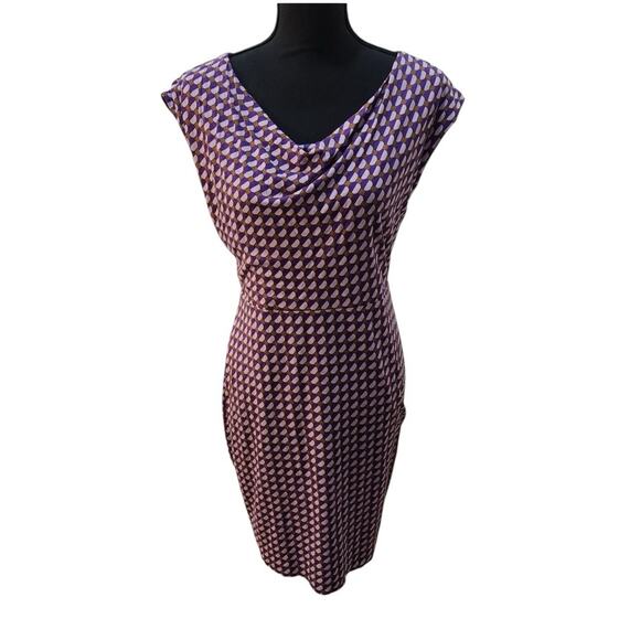 Boden 8R Purple Sleeveless Dress with Geometric Design Knee Length Office - Picture 1 of 7